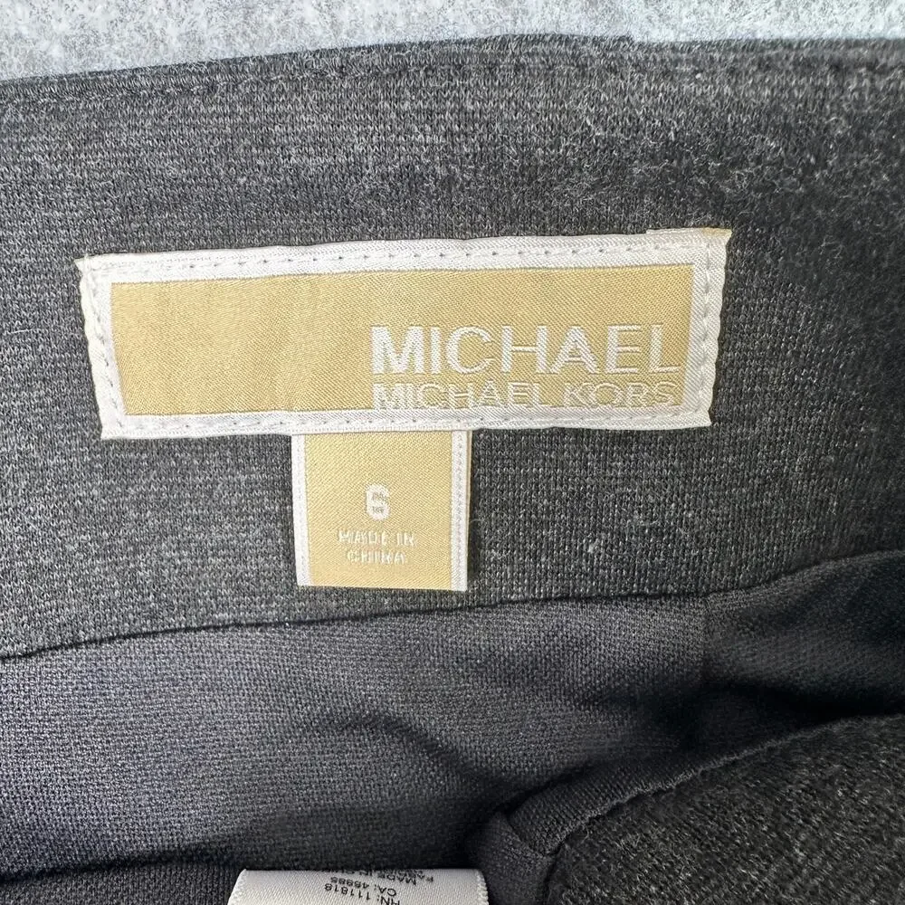Michael Kors Pencil Skirt WMNS Size 6 Charcoal Gray Zip Pocket Modern Minimalist